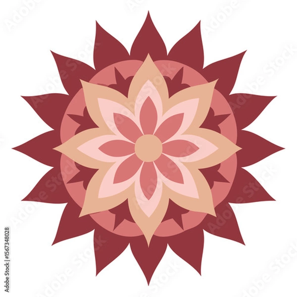 Obraz Spiked Floral Mandala with Textured Core and Bold Edges