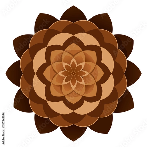 Obraz Sepia Floral Mandala with Textured Layered Petals