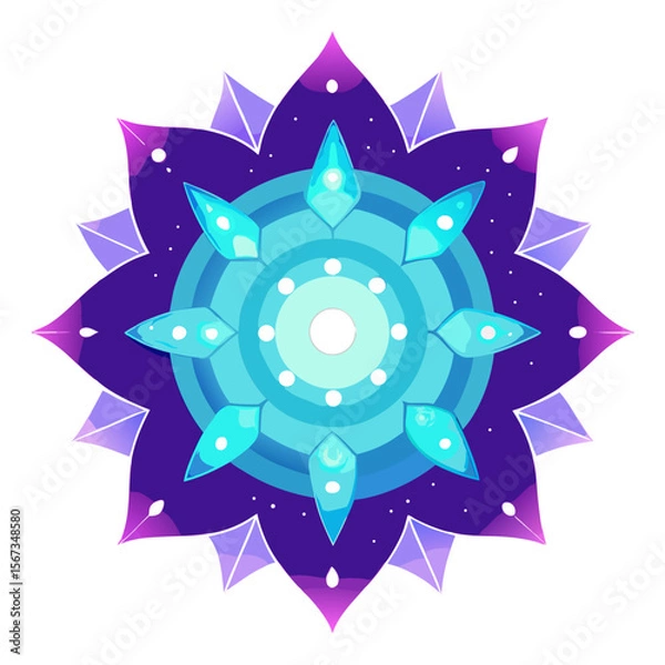 Fototapeta Celestial Cyber-Mandala Emitting Mystical Fractal Light