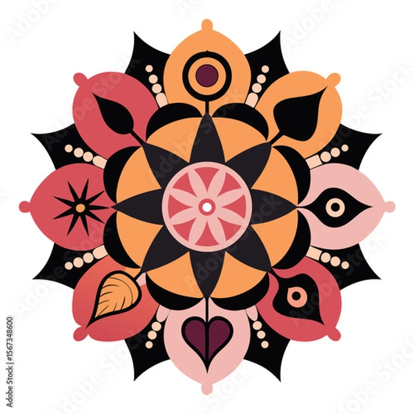 Fototapeta Hand-Drawn Mandala Grid with Global Influences for Concept Selection