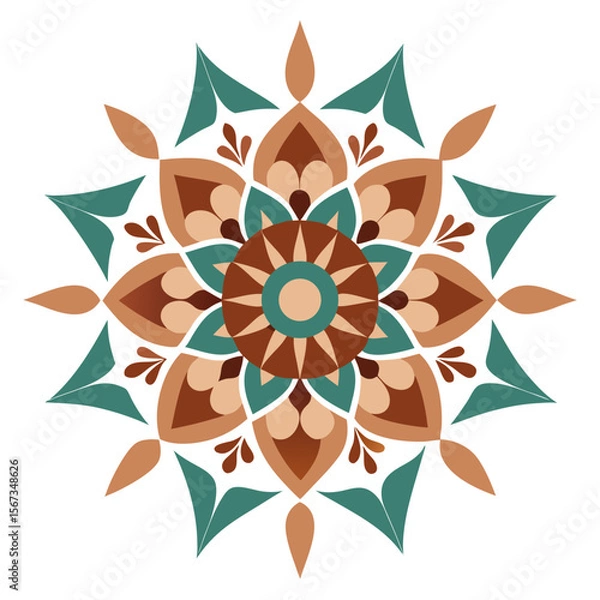 Fototapeta Tribal-Inspired Radial Mandala with Earthy Tones and Symmetrical Flair