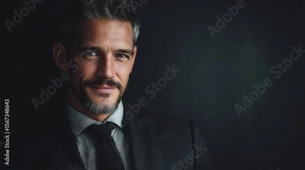 Fototapeta High-Resolution Business Portrait Against Dark Background