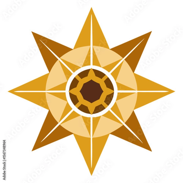 Fototapeta Ancient Sacred Geometry Mandala in Gold with Emblematic Points
