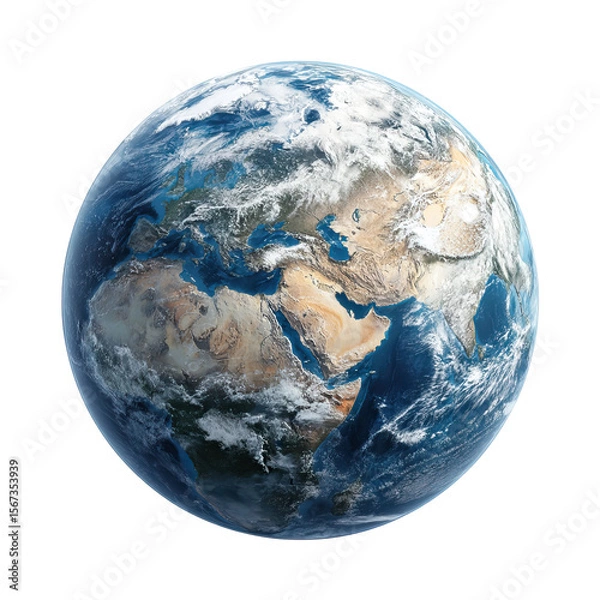 Fototapeta Blue Planet Earth – Realistic Isolated Globe on Transparent Background

