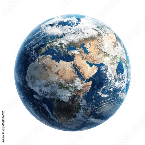 Fototapeta Blue Planet Earth – Realistic Isolated Globe on Transparent Background

