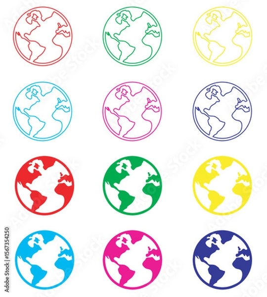 Fototapeta Globe icon vector. Earth icon sign symbol in trendy flat style. Set elements in colored icons. Planet vector icon illustration isolated on white background
