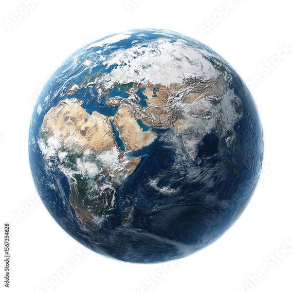 Fototapeta Blue Planet Earth – Realistic Isolated Globe on Transparent Background

