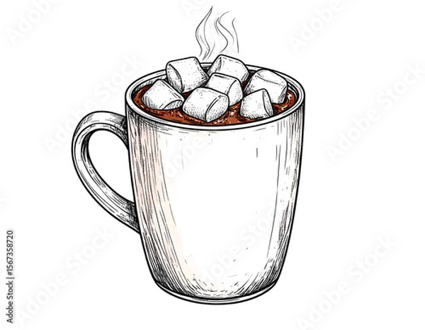 Obraz Hot Cocoa Illustration Marshmallows Mug