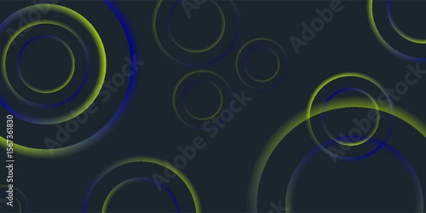 Fototapeta Abstract black circle background with colorful neon lights overlapping.