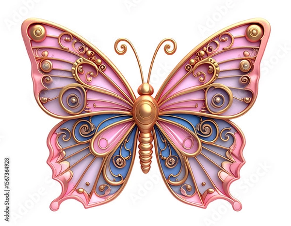 Fototapeta Ornate 3D Butterfly Illustration