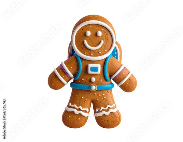 Fototapeta Smiling Gingerbread Astronaut 3D Render