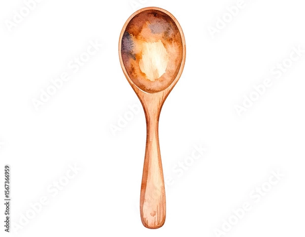 Fototapeta Wooden Spoon Watercolor Illustration