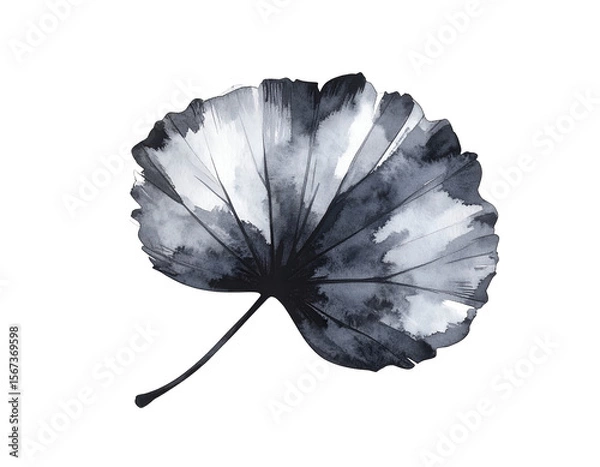 Fototapeta Monochromatic Watercolor Leaf Illustration