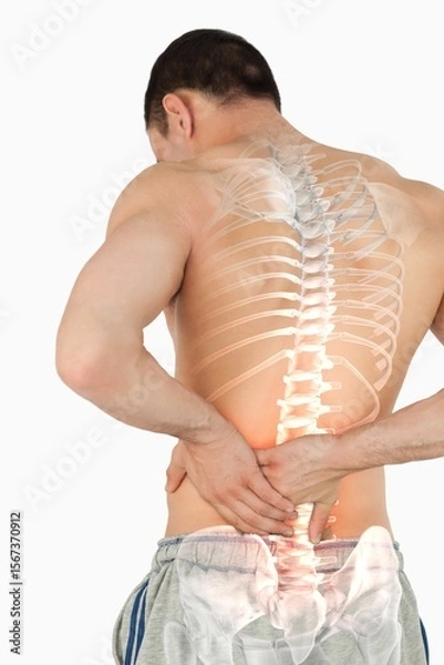 Obraz Highlighted spine of man with back pain