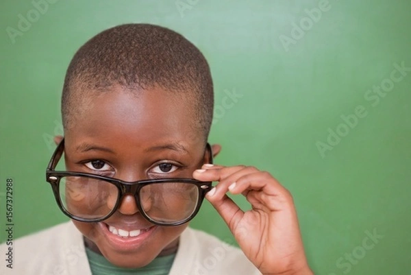 Obraz Cute pupil tilting glasses
