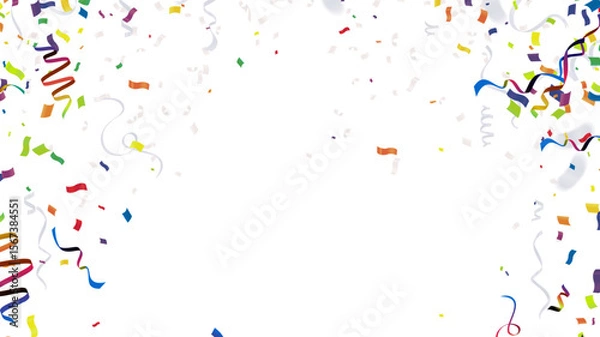 Fototapeta Sparkling Surface Falling Confetti and Streamers, Bright and Lively Design, Versatile Background for Celebrations.