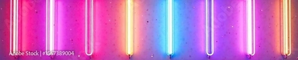 Fototapeta Glowing Neon Signs Vibrant Tubes Isolated on White Background - Perfect for Futuristic Graphic Design Projects