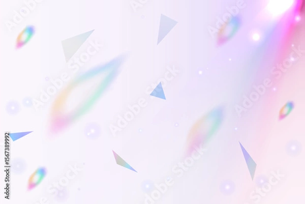 Fototapeta Rainbow light reflection effect in crystal flash in pink tone. Prism lens effect. Rays of light glowing on transparent background.
