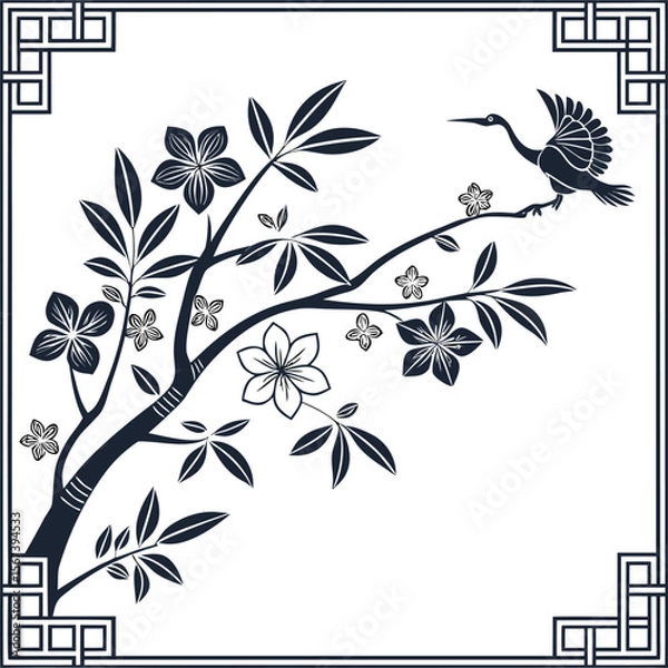 Obraz 伝統的な和風飾り罫コレクション – 線画・フレーム・装飾ライン素材セット