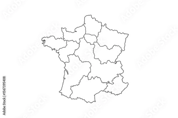 Obraz フランス地方白地図