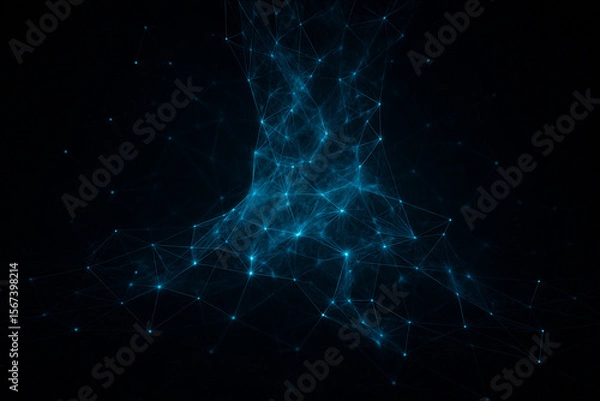 Fototapeta AI generated image of glowing blue data network forming abstract connections energy pulses in a futuristic dark space representing information flow digital intelligence virtual communication systems