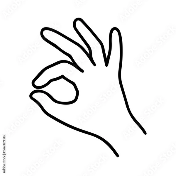 Fototapeta A clean and simple line vector of a hand making the "OK" sign with fingers.