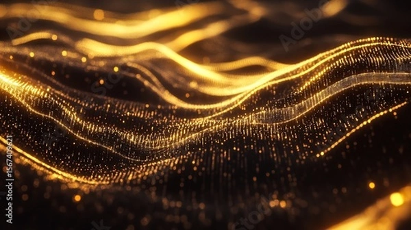 Obraz Abstract tech background. Floating Numbers HUD Background. Matrix particles grid virtual reality. Smart build. Grid core. Hardware quantum form.