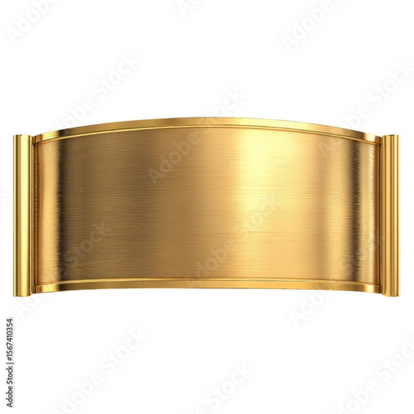Fototapeta Brushed gold banner with curved edges isolated on a transparent background