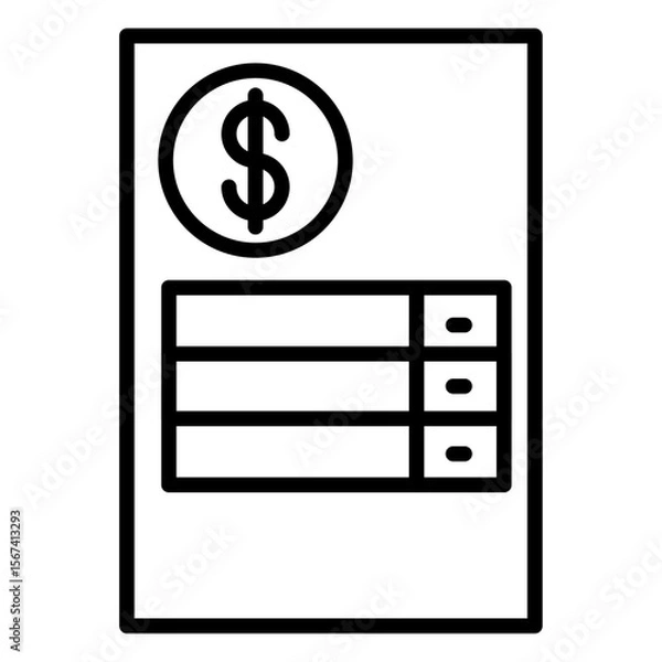 Obraz bill icon flat thin outline art logo