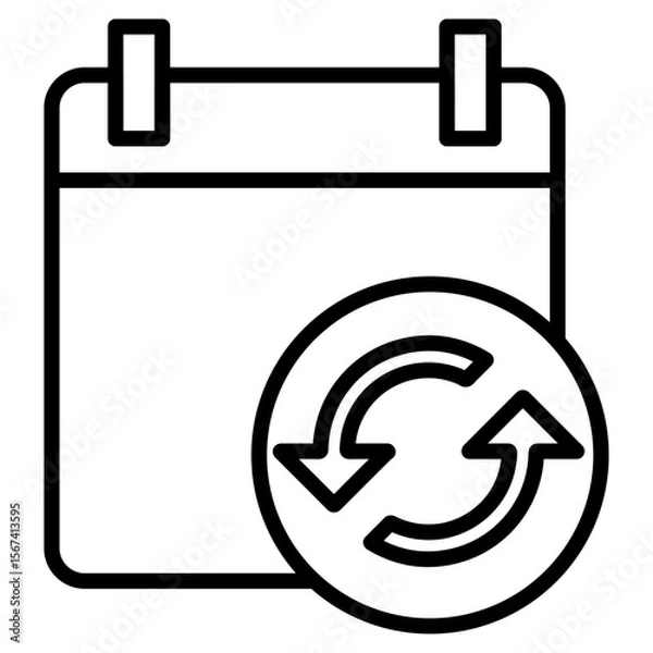 Fototapeta calender update icon flat thin outline art logo