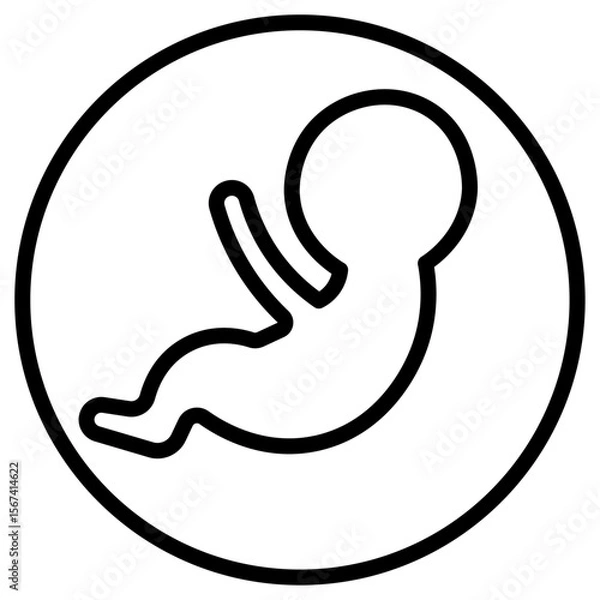 Obraz embryo icon flat thin outline art logo