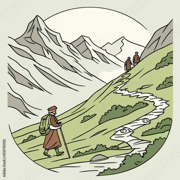 Obraz Hindu devotees go on a pilgrimage to the heavenly abode of Lord Shiva, a holy shrine situated inside a cave at Jammu and Kashmir.