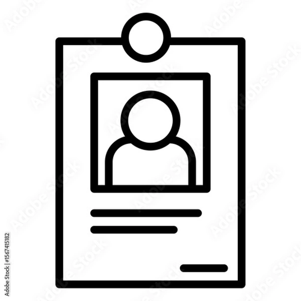 Fototapeta id card icon flat thin outline art logo