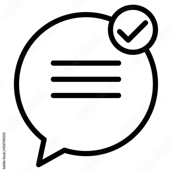 Fototapeta message check icon flat thin outline art logo