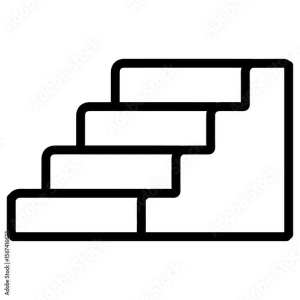 Obraz stairs icon flat thin outline art logo