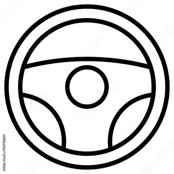Obraz steering wheel icon flat thin outline art logo