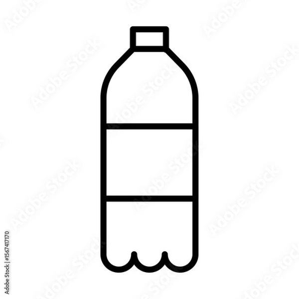 Obraz water bottle icon flat thin outline art logo