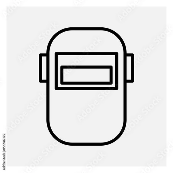 Fototapeta welding shield icon flat thin outline art logo