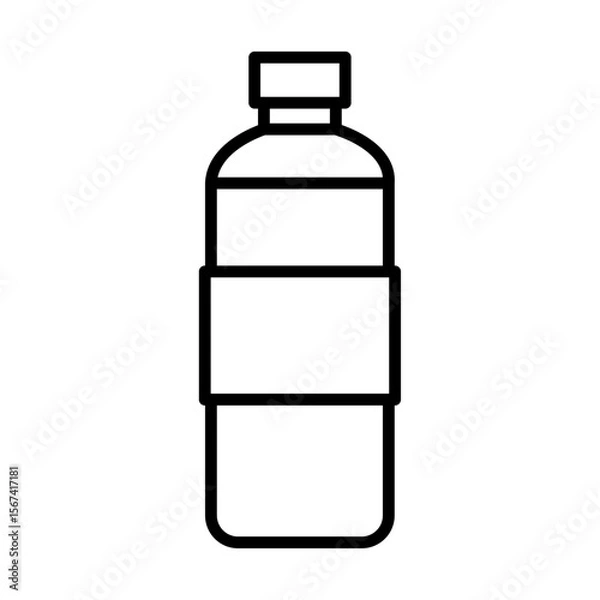 Obraz water bottle icon flat thin outline art logo