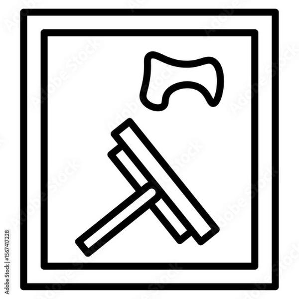 Fototapeta window cleaning icon flat thin outline art logo