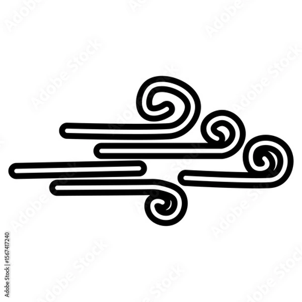Fototapeta wind blowing icon flat thin outline art logo
