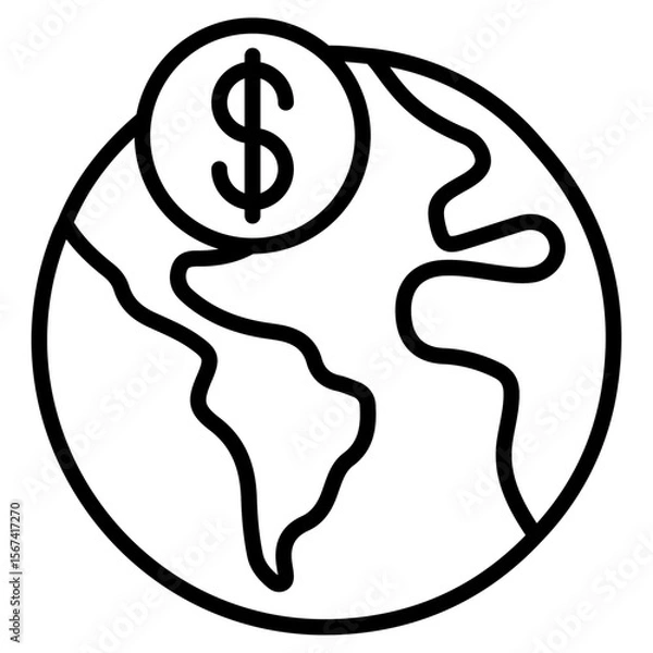 Obraz world payment icon flat thin outline art logo