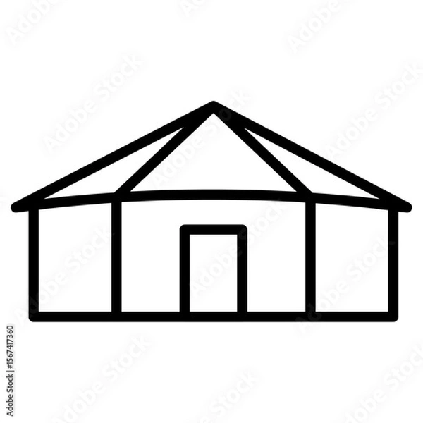 Fototapeta yurt icon flat thin outline art logo