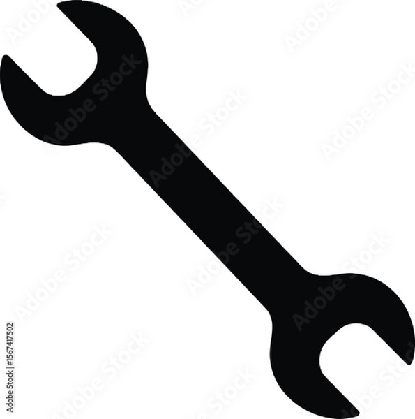 Fototapeta solid black silhouette wrench vector