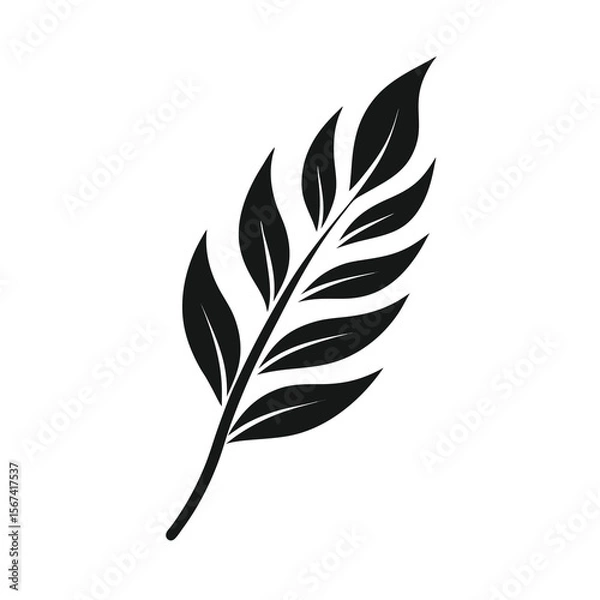 Obraz Silhouette vector icon of one long leaf