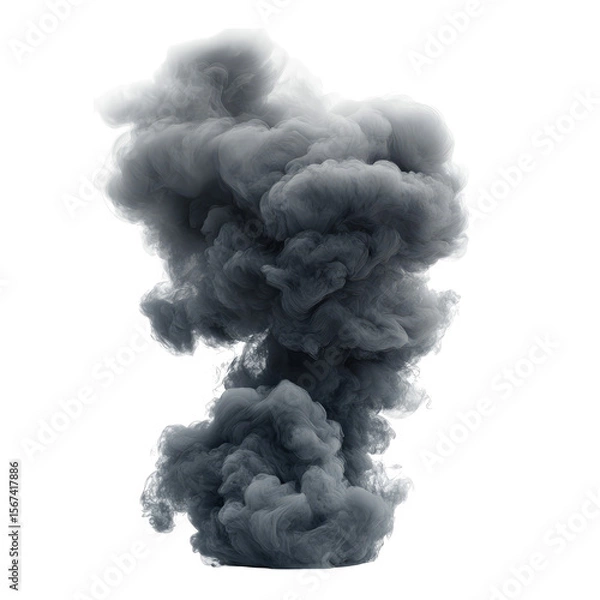 Fototapeta Swirling gray smoke cloud isolated on a transparent background