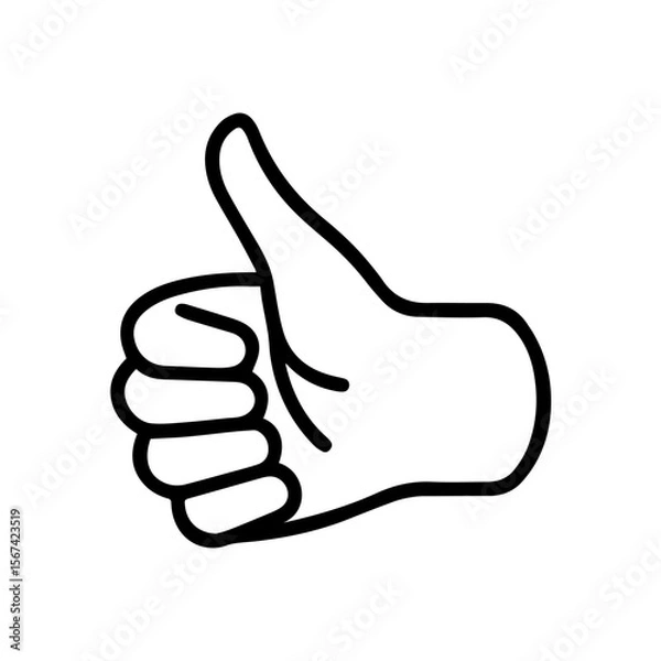 Fototapeta A simple linear vector illustration of a hand giving a thumbs-up gesture.