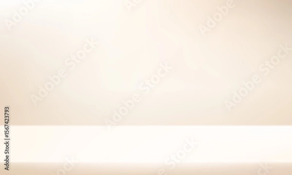 Fototapeta Empty Beige studio room background Space for selling products, backdrop, wallpaper, background, text. Empty Room Studio with table. Vector illustration.