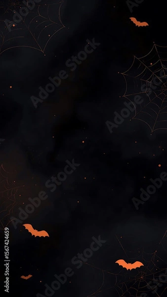 Fototapeta Halloween background with dark cave, bats, spiderwebs, and spooky ambiance. Suitable for Halloween party invitations, social media posts, or website banners.