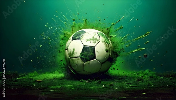 Obraz Soccer ball in a green splash